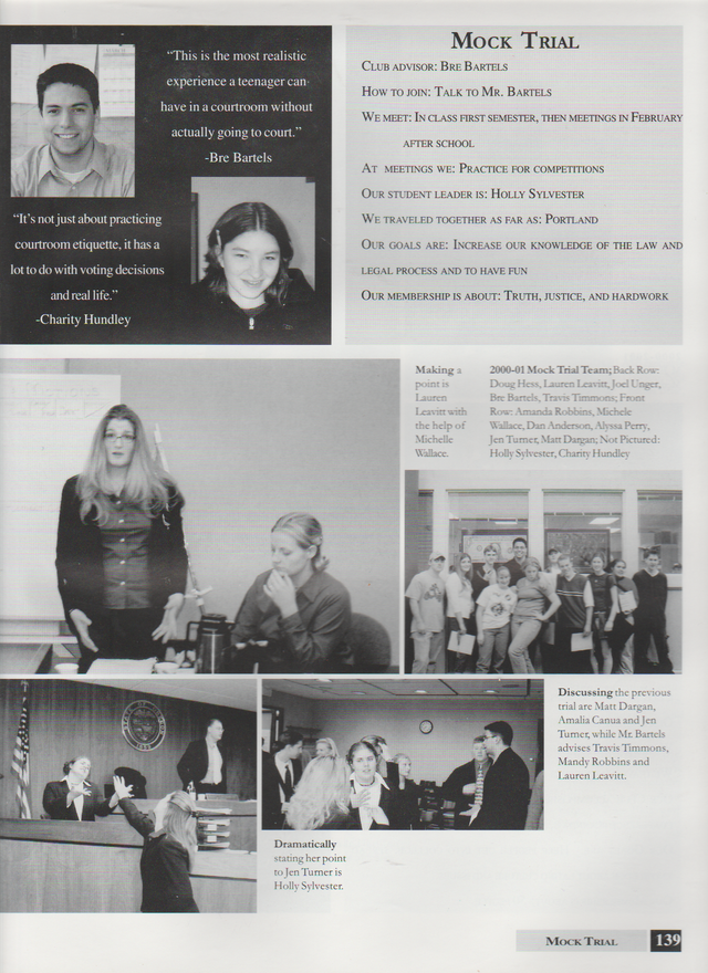 2000-2001 FGHS Yearbook Page 139 Mock Trial Club Bre Bartel, Charity Hundley, Dan Anderson.png