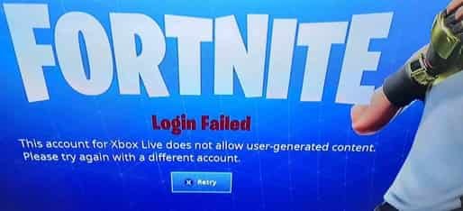 Image of Xbox One Fortnite Error