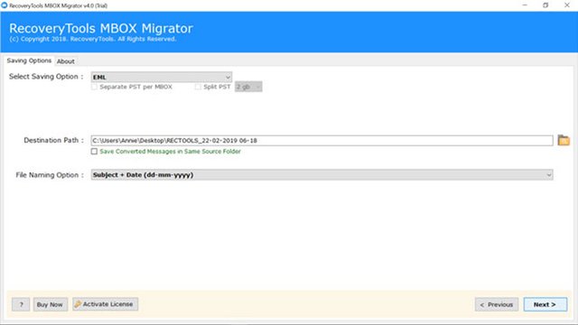 Select EML format