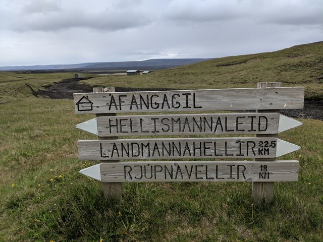 Áfangagil trail sign