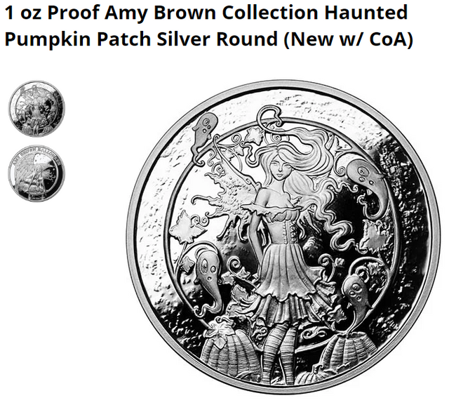 Amy Brown Halloween 1 oz .999 silver proof Haunted Pumpkin Patch fairy ART NEW!