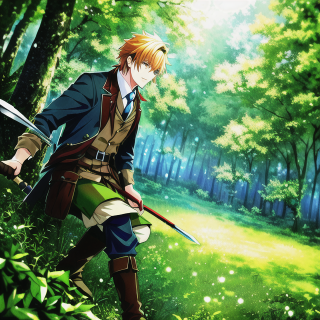 ImgCreator.ai In a dangerous forest a man take a sward to journey.png