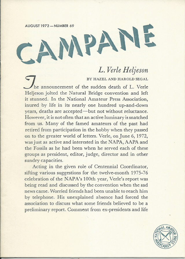 Campane - Number 69, August 1972 - Cover Page.png