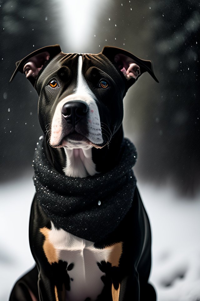 black pit bull puppy wearing black glitter scarf s.jpg