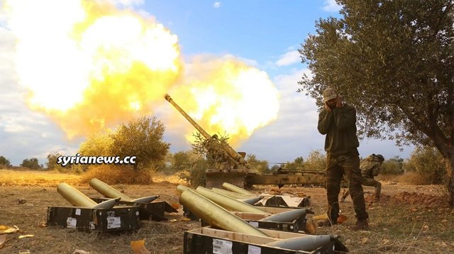 Erdogan terrorists shell with artillery north Syria.jpg