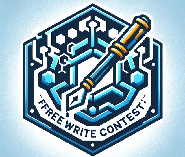 DALL·E 2024-01-23 15.15.51 - A logo design for a 'Free Write Contest' on the STEEM blockchain. The logo should be creative and expressive, capturing the essence of free writing. I_Snapseed.jpg