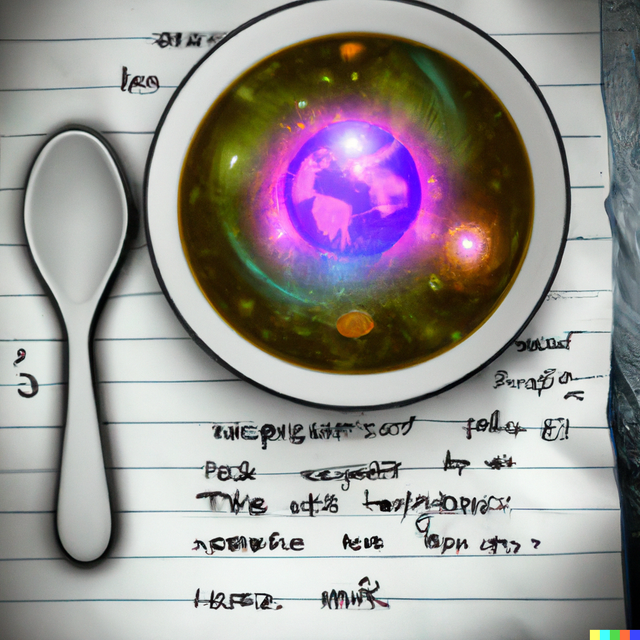 DALL·E 2023-02-03 16.56.00 - A bowl of soup that is also a portal to another dimension, digital art , written in a paper.png