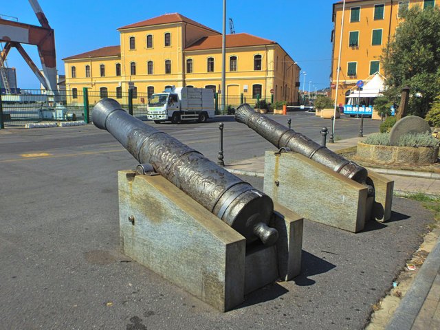 Old Ship Cannons at the Port of Imperia
