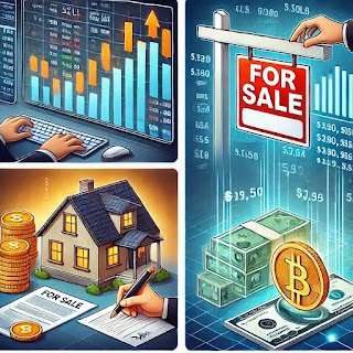 DALL·E 2024-10-19 17.12.52 - A visual representation of recovering investment funds_ 1. A stock market screen with a sell order being placed, showing rising and falling stock pric.jpg