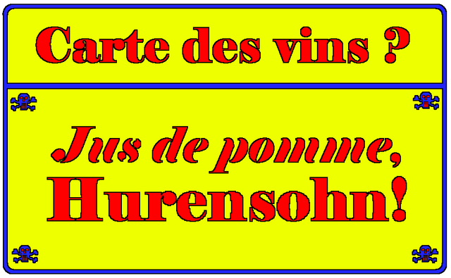 Carte des vins Jus de pomme Hurensohn Outline Blau Gelb Rot.png