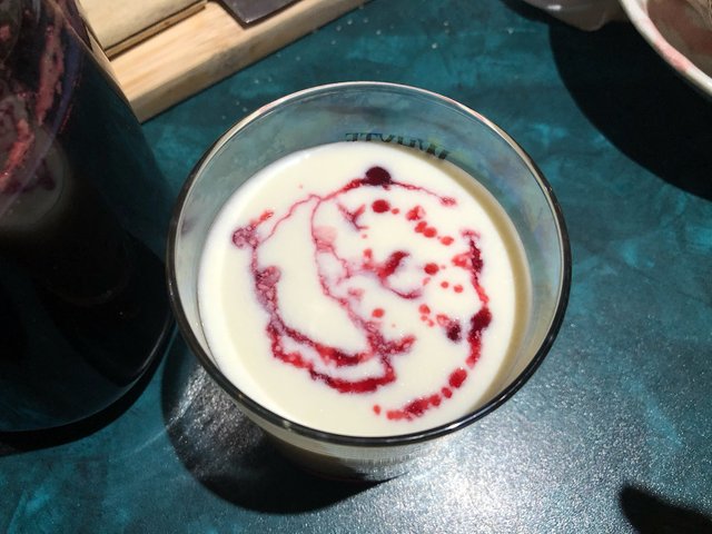 Milk kefir and mulberry syrup