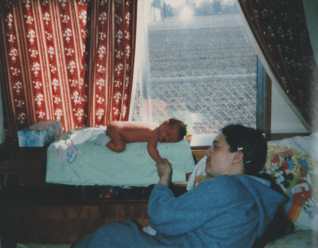 1985-02-25 apx Joey 2 weeks old & Mommy Marilyn WIndow Sunshine.png