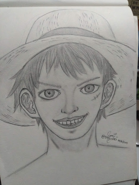 One-piece Luffy realistic drawing by Subaru_sama