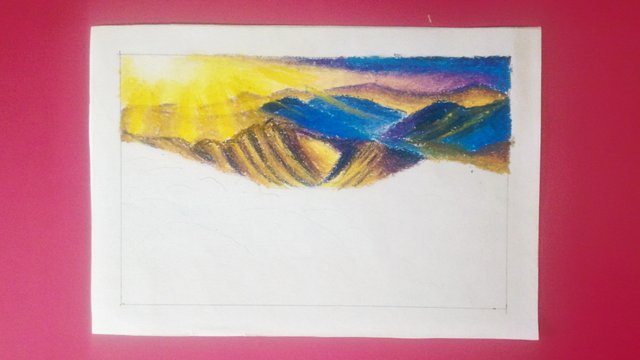 Easy Oil Pastel Landscape painting for beginners, MOUNTAIN SCENERY