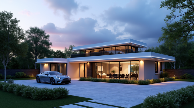 a_small_one-level_country_house_in_futuristic_style_with_a_garage_and_a_garden_there_is_a_car_in_th_t0w76xsd76l330q46f59_1.png