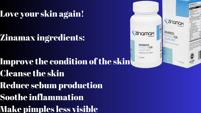 Love your skin again! Zinamax ingredients Improve the condition of the skin Cleanse the skin Reduce sebum production Soothe inflammation Make pimples less visible.png