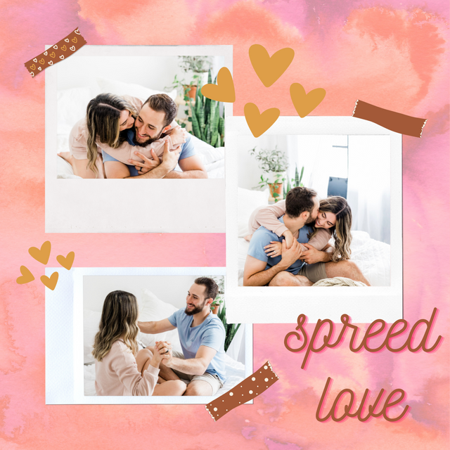 Pink Brown Cute Love Letter Couple Photo Collage Instagram Post.png