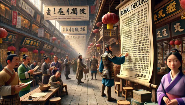 DALL·E 2024-09-05 04.39.21 - A highly detailed 3D image in Pixar animation style, set in ancient China. The scene shows soldiers dressed in traditional armor walking through a bus.webp