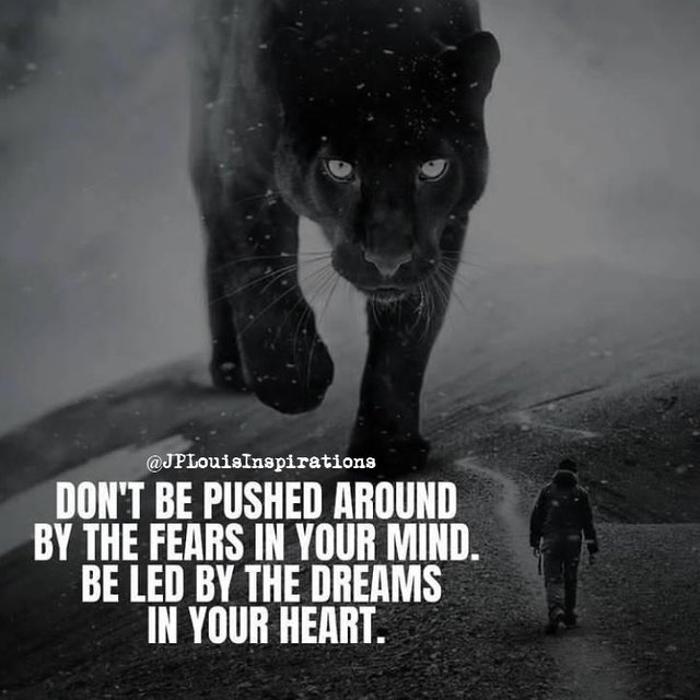 ✔‎Don’t Be Pushed Around By The Fears In Your Mind. Be Led By The Dreams In Your Heart ~.jpg