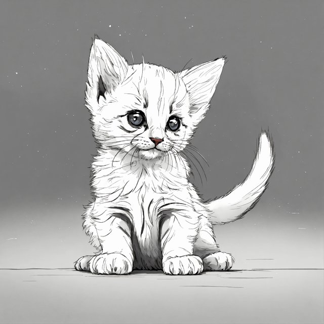 Midpoly no color line drawing of a kitten with its.jpg