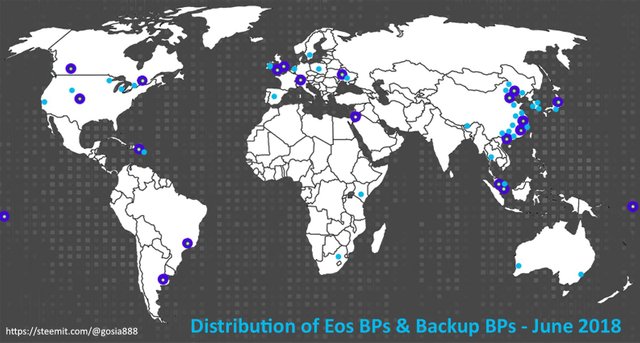 Eosio Distribution of Eos Block Producers & Backup Block Producers - June 2018 world Map_.jpg