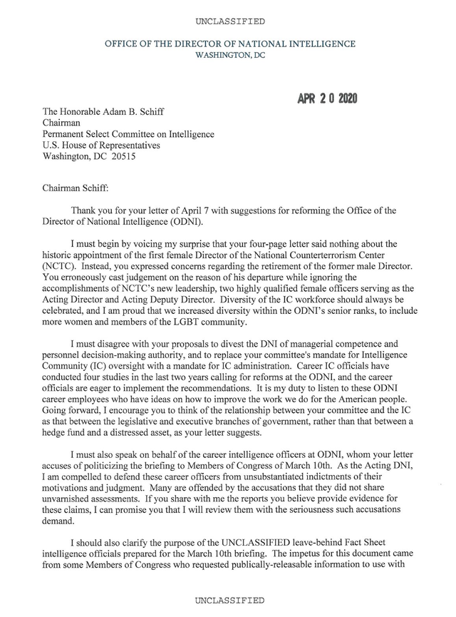 Acting DNI Ric Grenell Pens Scathing Response to Adam Schiff’s April 7 Letter.png