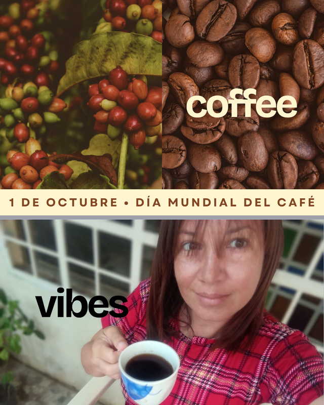 Post de Instagram Día del Café Collage de Fotos Coffee Vibes Minimalista Marron y Beige.png