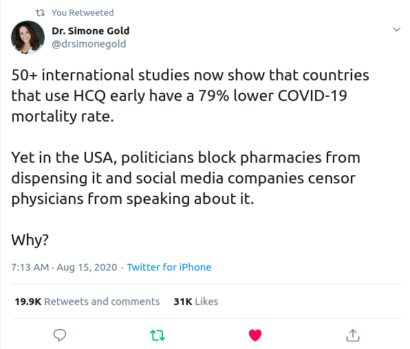 2020-08-17 Tweet-DrSimoneGold-Hydroxy.png