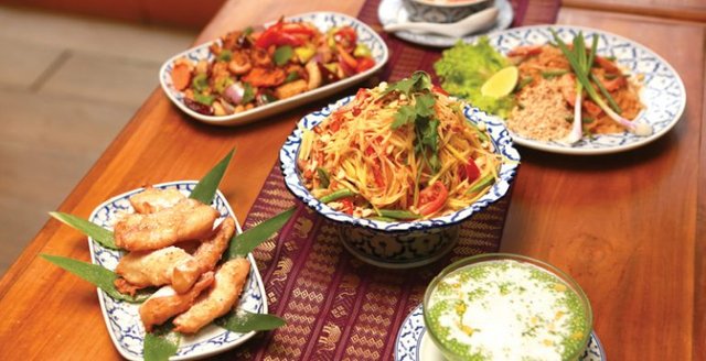 Delicious favourites at Siam House-Banana fritters-Saku with sweet corn-Som Tam-Gai Med Ma Moung-Pad Thai and Tom Yum Goong.jpg