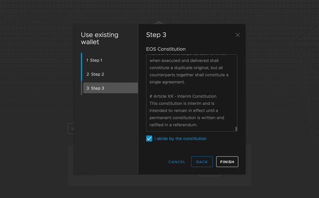 Read and accept EOS Constitution
