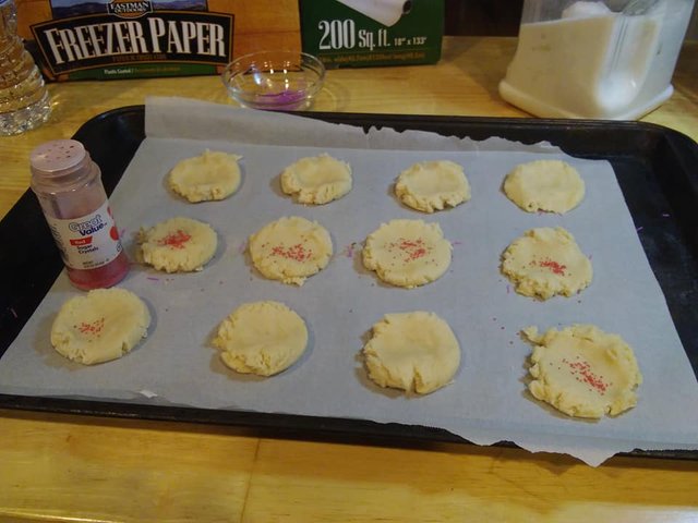 sugar cookies sophie flattened next batch red sprinkles.jpg