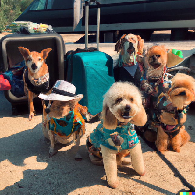 DALL·E 2022-07-19 17.33.55 - A photo of a group of dogs in a traveler outfit.png