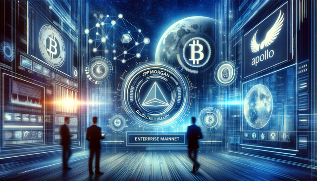 Consulting24.co - A modern and sophisticated digital finance concept, depicting the collaboration between JPMorgan and Apollo for the 'Enterprise Mainnet'. The image sh.png