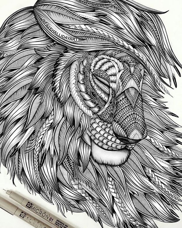 11-Lion-Faye-Halliday-Haathi-Detailed-Drawings-Representing-Complex-Animal-www-designstack-co.jpg