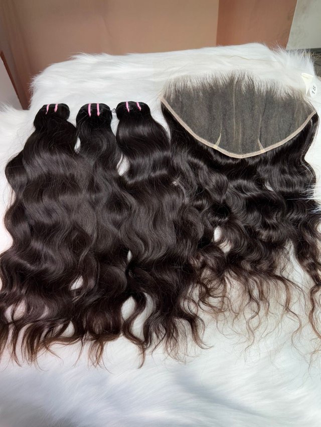raw Indian wavy hair bundles + HD lace frontal.jpeg