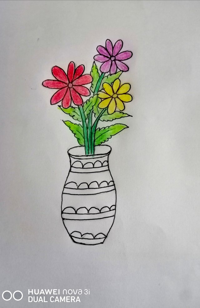 Drawing A Beautiful Flower Vase With