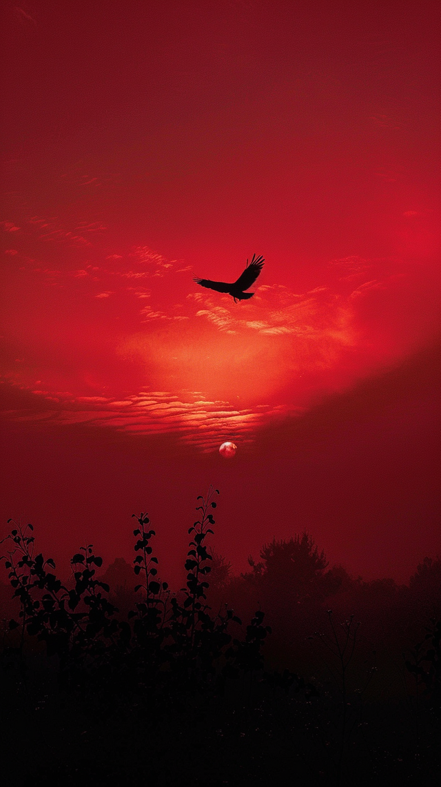 _A_minimalist_landscape_with_a_deep_red_sky_a_black_bird_flying_across_th_6636d7cffab1d48cb2abb929_0.png