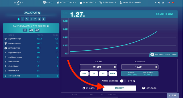 eos crash cashout