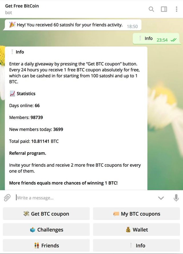 Earn free bitcoins bot