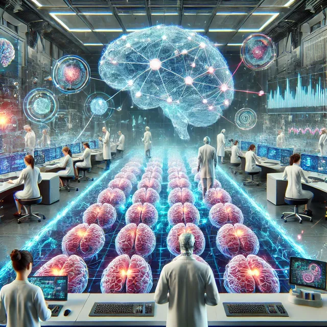 DALL·E 2024-08-18 20.03.06 - A futuristic laboratory setting where a team of scientists is developing an advanced AI system powered by real brain cells. The scene should show a mi.webp