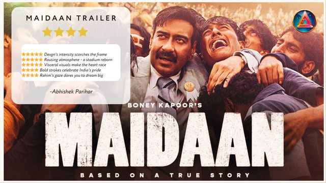 The #Maidaan trailer is an exhilarating glimpse into India's football legacy! @ajaydevgn's fierce intensity as coach Syed Abdul Rahim will give you goosebumps. With stunning visuals and a rousing .png