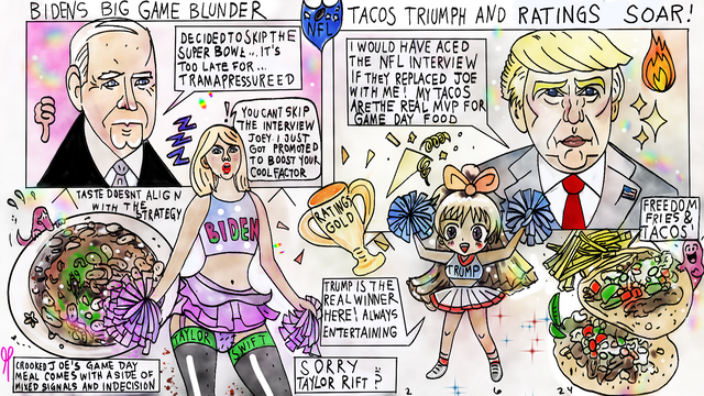 Joe Biden Donald Trump political cartoon Taylor swift.png