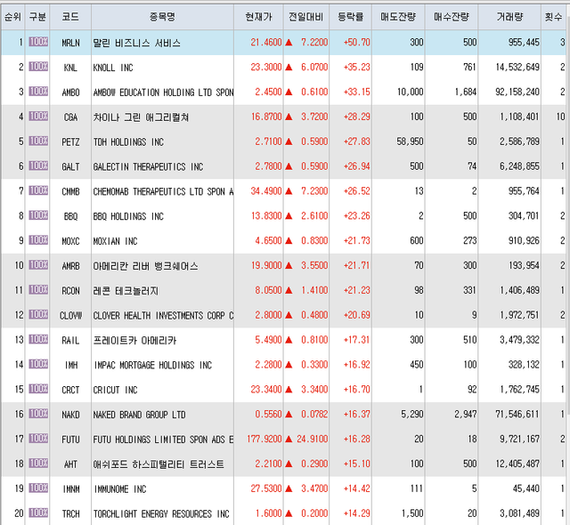 4월20일 미국주식 상승률 TOP 300.png