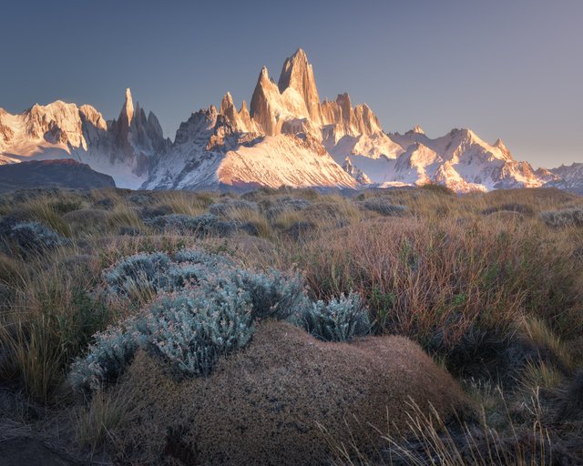 Fitz Roy and Cerro Torre in the Morning, Los Glaciares National Park, Argentina.jpg