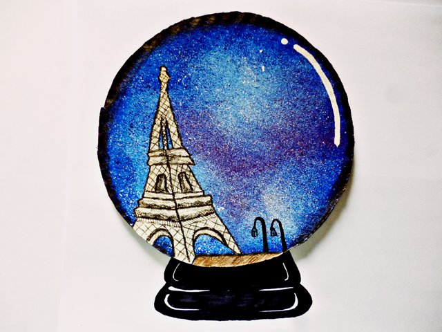 VIANAYA Bola de nieve Paris Torre Eiffel Color negro Base de resina con monumentos en 3D y globo de cristal con purpurina brillante altura 11 cm Tamaño mediano 