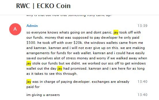 Jay the socalled Ecko Dev Scammer 10 Message from Ghoast ECKO COIN CO Founder Jane 23 AUG 2018.JPG
