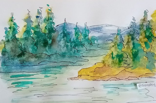 我的水彩画 山水风景my Watercolor Landscape Steemzzang 我的水彩画 山水风景my Watercolor Landscape Steemzzang