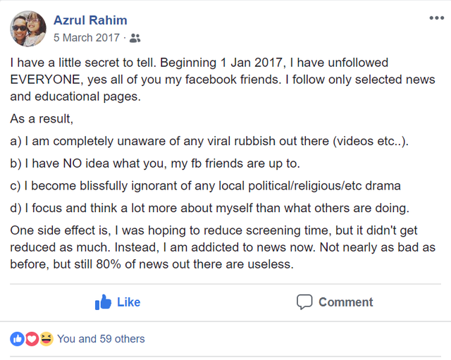 Post by Azrul Rahim on Facebook