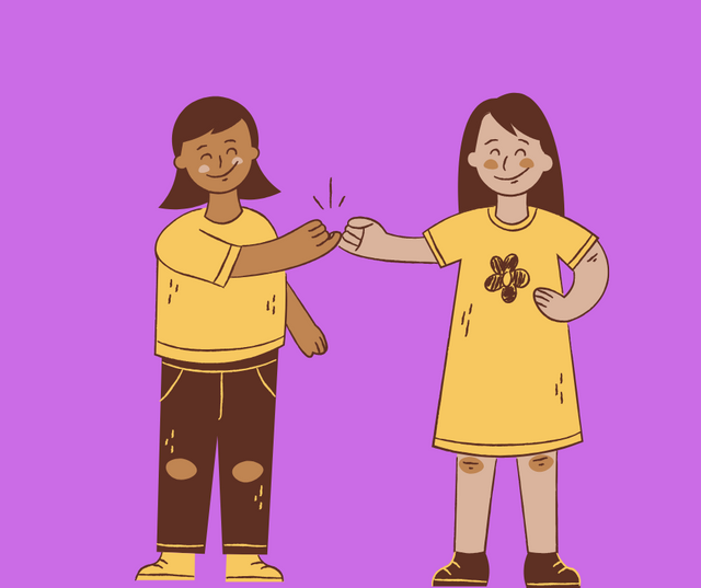 Brown Yellow Cute Two Girls Illustration National Make a Friend Day Facebook Post.png