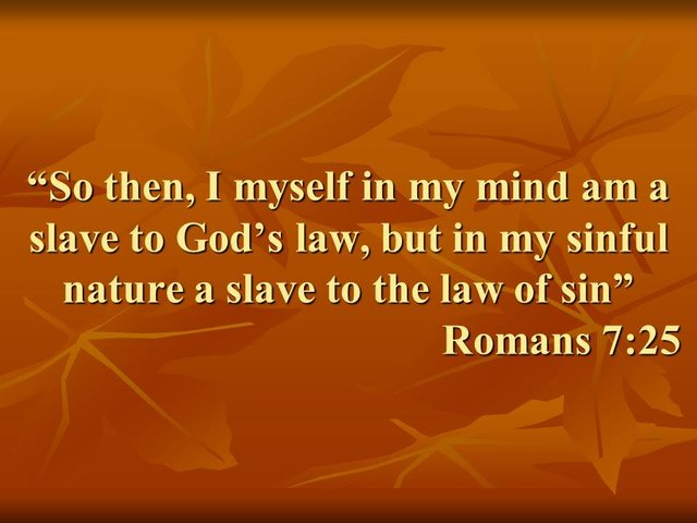 Deep bible studies. I myself in my mind am a slave to God's law, but in my sinful nature a slave to the law of sin..jpg